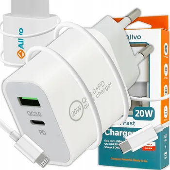 SADA | RYCHLÁ SÍŤOVÁ NABÍJEČKA USB TYP-C + KABEL TYP C LIGHTNING | PD20W