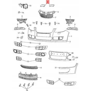 Zavěšení kol Škoda Fabia II 2007-2010 Krytka, maska na mřížku chladiče pravá