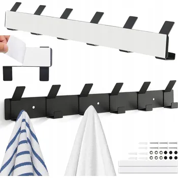 Věšák Nástěnný věšák na oblečení 2ks hliníkový černý 44x7cm 6 háčků do koupelny