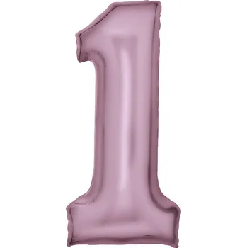 Balónek Fóliový balónek Číslice 1 - Pastelově Růžová Pink Silk Lustre Saténový 86 cm (34")