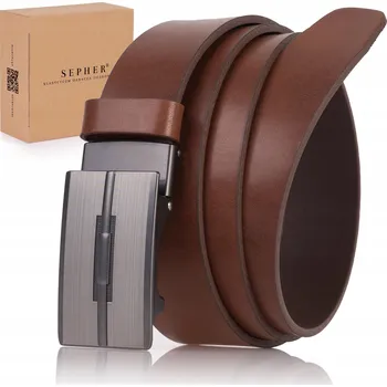 Opasek Kožený opasek Pánský pásek SEPHER Automatický HNĚDÝ do kalhot