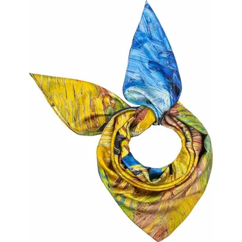 Šátek Dámský šátek s potiskem malby -Cypřiš a žlutá pole a Vrány nad obilným polem 9001637-27