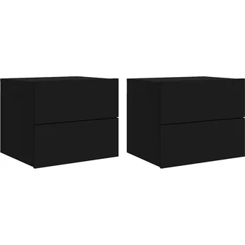 Noční stolek Černé závěsné noční stolky s RGB LED osvětlením 50 x 39 x 41 cm