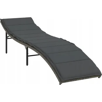 Zahradní lehátko Zahradní lehátko šedé s nastavitelným opěradlem, PE ratan, 55 x 199 x 50 cm