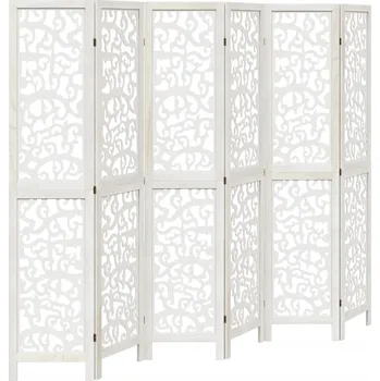 Paraván Bílá skládací paraván, 6 panelů, 210-215 x 200 cm, z dřeva paulovnie