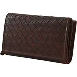 Hnědá cognac kožená vzorovaná peněženka středních rozměrů