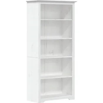 Knihovna Knihovna BODO, 5 polic, bílá, masivní borovicové dřevo, 82 x 40 x 173 cm