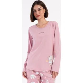 Dámské noční prádlo Dámské pyžamo dlouhé Vienetta Secret Méďa s polštářem světle modrá S