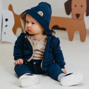 Eevi Souprava mikina + tepláčky Puppy Playtime TMAVĚ MODRÁ - 104