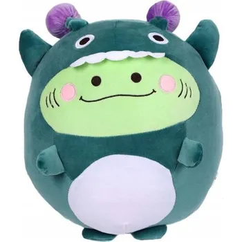 plyšák PLYŠÁK MONSTRUM 28 CM - KULATÁ PLYŠOVÝ MAZLÍČEK PŘÍTULNÍČEK S ÚSMĚVEM A ROHY