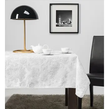 ubrus UBRUS 140x220 POLYESTER BÍLÝ ŽAKÁROVÝ INSPIRACE