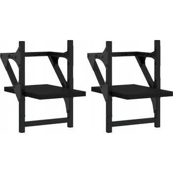 police Černé nástěnné police 20 x 25 x 30 cm, sada 2 ks