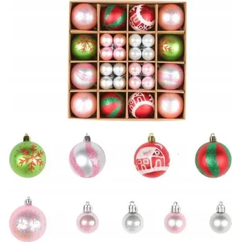 Vánoční ozdoba VÁNOČNÍ BOMKY SADA 44 KS – SADA VÁNOČNÍCH OZDOB – MIX BAREV