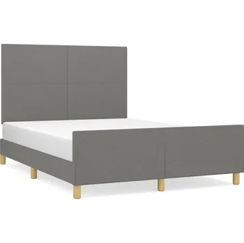 Postel Rám postele s čelem, tmavě šedá, 193 x 146 x 118/128 cm