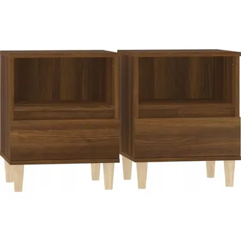 Noční stolek Noční stolky, 2 ks, hnědý dub, 40x35x50 cm