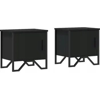 Noční stolek Černé noční stolky se dvěma zásuvkami, 40 x 30 x 40 cm, 2 ks