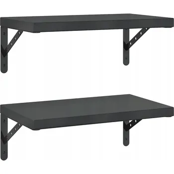 police Černá nástěnná police nerezová ocel 50 x 30 x 3 cm, max. nosnost 50 kg