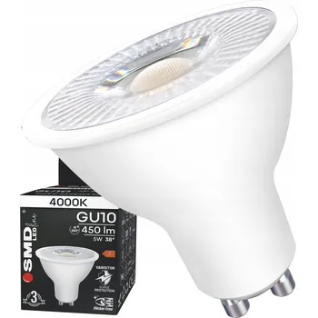 Žárovka LED žárovka GU10 5W 4000K BÍLÁ NEUTRÁLNÍ 38° VÝKONNÁ PREMIUM CCD, NEBLIKÁ