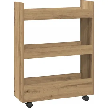 Konferenční stolek Úzký pomocný vozík dub artisan 60 x 22 x 80 cm, 4 kolečka