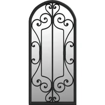 Zrcadlo Zrcadlo zahradní černé 100 x 45 cm s železným rámem s efektem rzi