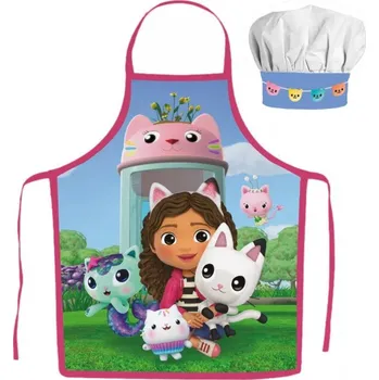 Kuchyňská zástěra Max-fashion KFT Dětská zástěra GÁBININ KOUZELNÝ DOMEK v parku set s čepicí