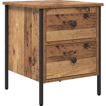 Noční stolek Noční stolek z dřevotřísky a kovu v barvě starého dřeva, 40 cm
