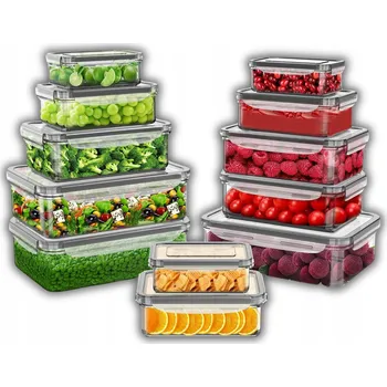 Dóza na potraviny SADA DÓZ NA POTRAVINY PRO SKLADOVÁNÍ VZDUCHOTĚSNÝCH 12 KUSŮ