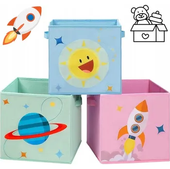 Úložný box SADA BAREVNÝCH KRABIC KRABIČKA ORGANIZÉR SKLÁDACÍ ÚLOŽNÝ BOX NA HRAČKY x3