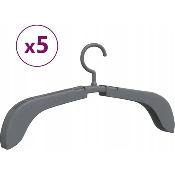 Věšák Skládací věšáky na oblečení šedé, nastavitelné 37,5-51,5 cm, 5 ks