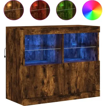 Komoda Komoda s RGB LED osvětlením, kouřový dub, 81 x 37 x 67 cm