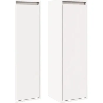 Komoda Nástěnná skříňka z masivního borovicového dřeva, bílá, 30x30x100 cm