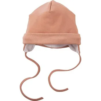 Kojenecká čepice Eevi Zavazovací čepička s podšívkou Cars&Bears HNĚDÁ - 68