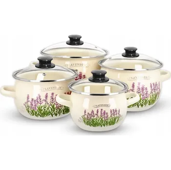 Hrnec SMALTOVANÉ HRNCE S POKLICÍ INDUKCE PLYN SMALT NÁDOBÍ OLKUSZ SADA 8 KS