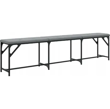 Jídelní lavice ocelová světle šedá 186 x 32 x 45 cm s polštářem