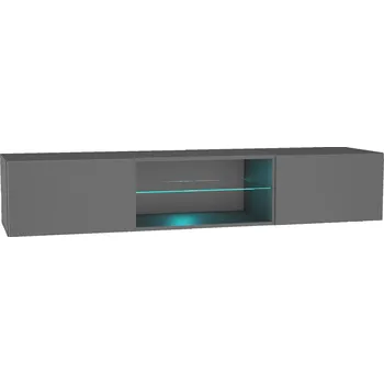 Televizní stolek ZÁVĚSNÁ TV SKŘÍŇKA ŠEDÁ GRAFIT MDF DVEŘE 160cm POINT TYPE-33 Meble-Craft