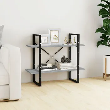 Knihovna Nábytek XL 2patrová knihovna šedá sonoma 80 x 30 x 70 cm kompozitní dřevo 821313
