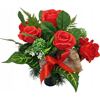 umělá květina ČERVENÉ RŮŽE NA HŘBITOV DEKORACE VLOŽKA KYTICE DO VÁZY KVĚTINY