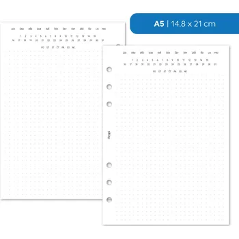 Diář Fleppi Náplň do diáře - Poznámkové listy Journal - tečkované Vyberte velikost náplně: A5 - 6 dírek