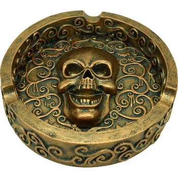 Obraz Popelník - Lebka s metalickým zlatým efektem