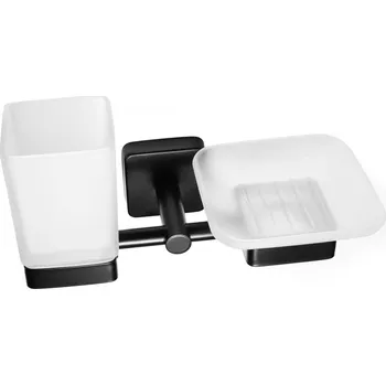 Dávkovač mýdla CONCEPT 150 mýdlenka s pohárkem, nástěnná, sklo, matná černá