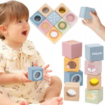 ostatní stavebnice DŘEVĚNÉ VZDĚLÁVACÍ SENZORICKÉ STAVEBNICE PUZZLE 8 DÍLŮ CHRAŠTÍTKO 12m+ VIGA