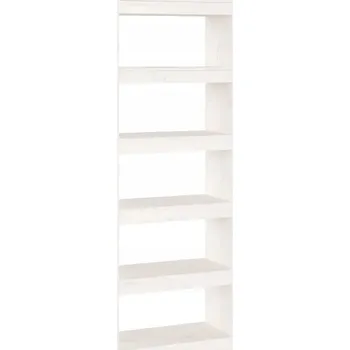 regál Bílý regál z masivního borovicového dřeva 60x30x167,5 cm s 5 přihrádkami