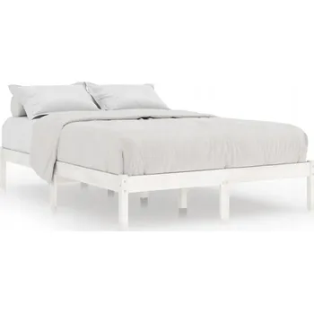 Postel Rám postele z masivního borovicového dřeva, 205,5x205,5x31 cm, bílá