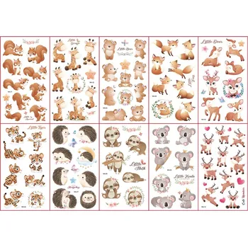 Tetování Smyvatelné tetování pro děti - obtisky, 10 archů - Veverka, Koala, Žirafa