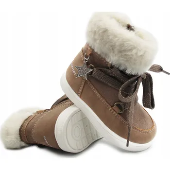 Dívčí zimní obuv Dětské podzimní zimní kozačky hnědé Wojtyłko, zateplené, velikost 24