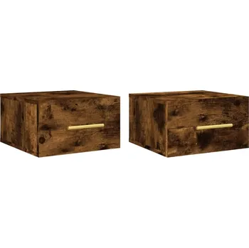 Noční stolek Závěsný noční stolek 35 x 35 x 20 cm, kouřový dub, 2 ks