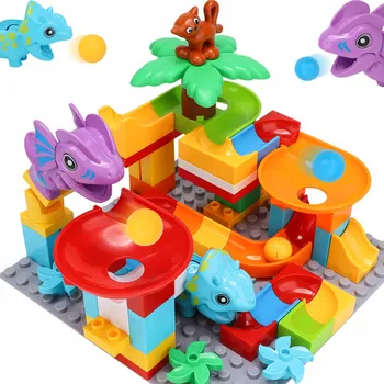 ostatní stavebnice STAVEBNICE Kuličková dráha 55dílů dinosauři barevné Vzdělávací hračky