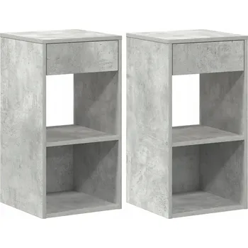 Noční stolek Noční stolky se zásuvkou, 2 ks, šedá betonu, 35x34x66,5 cm