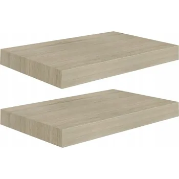 police Sada 2 dubových polic na zeď 40 x 23 x 3,8 cm, MDF, kov
