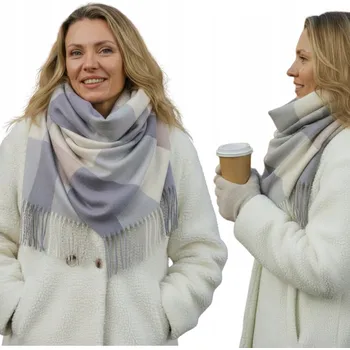 Šála Stylový DÁMSKÝ ŠÁTEK s módním kostkovaným vzorem ELEGANTNÍ a TEPLÝ, hebký na dotek